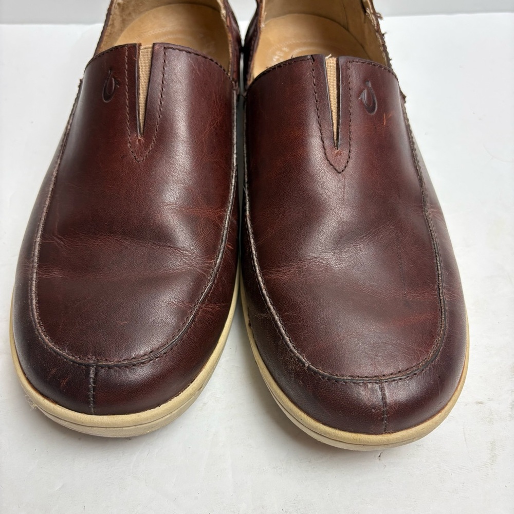 Olukai Kama’aina Men’s Slip on Loafers Brown Leather Tooled Size 9 - Picture 4 of 11